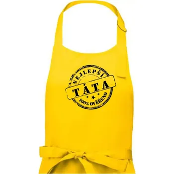 Kuchyňská zástěra Razítko - nejlepší tatínek - Dámská zástěra na vaření - Univerzální velikost ( Žlutá )