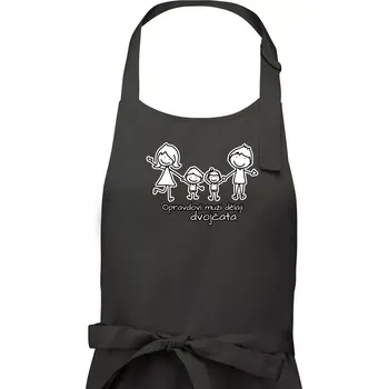 Kuchyňská zástěra Opravdoví muži dělají dvojčata - kluk kluk - Pánská zástěra na vaření - Univerzální velikost ( Dřevěné uhlí )