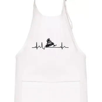 Kuchyňská zástěra EKG sněžný skútr - Dětská zástěra na vaření - Univerzální velikost ( Bílá )
