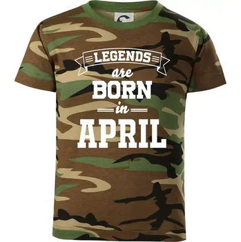 Chlapecké oblečení Legends are born in April - Dětské maskáčové triko - 134 cm/8 let ( Hnědý maskáč )