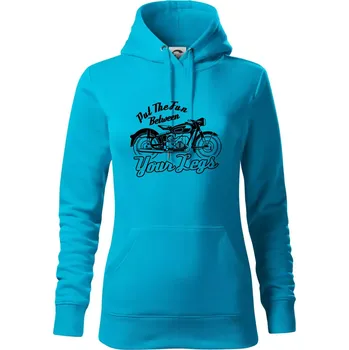 Dámská mikina Put The Fun Between Your Legs Moto - Mikina dámská Cape s kapucí - S ( Světlý tyrkys )