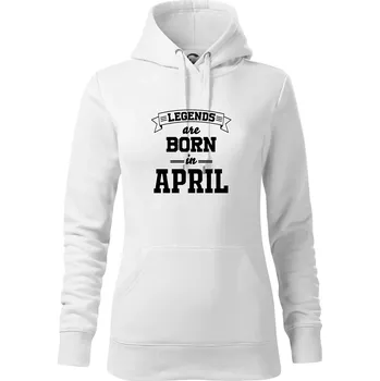 Dámská mikina Legends are born in April - Mikina dámská Cape s kapucí - XS ( Bílá )