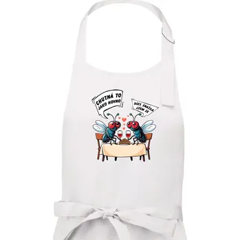 Kuchyňská zástěra Mouchy večeře - Dámská zástěra na vaření - Univerzální velikost ( Bílá )