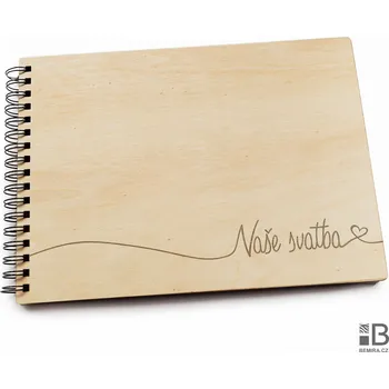 Fotoalbum Dřevěné kroužkové fotoalbum - Naše Svatba LT 20 listů Bílý papír