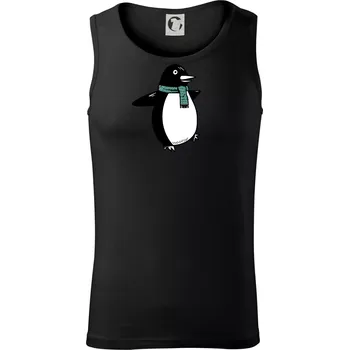 Tučňák se zelenou šálou - Tílko pánské Core - XL ( Černá )