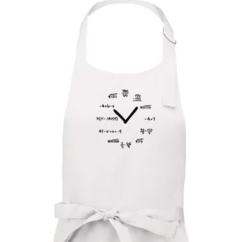 Kuchyňská zástěra Matematické hodiny - Pánská zástěra na vaření - Univerzální velikost ( Bílá )