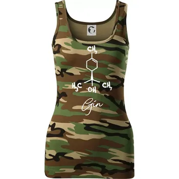 Dámské tričko Barová chemie - gin - Dámské Maskáčové tílko - 2XL ( Hnědý maskáč )