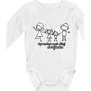 Kojenecké oblečení Opravdoví muži dělají dvojčata - holka kluk - Body kojenecké s dlouhým rukávem - Dlouhý r. do 3 měs ( Bílá )