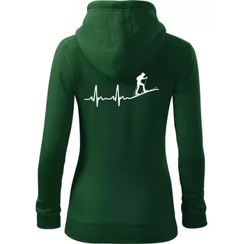 Dámská mikina EKG skialpinismus - Dámská mikina trendy zipper s kapucí - L ( Lahvově zelená )