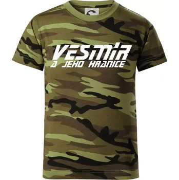 Vesmír a jeho hranice - Dětské maskáčové triko - 104-110cm / 3-4 roky ( Zelený maskáč )