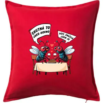 Polštář Mouchy večeře - Polštář 50x50 - 50x50 - Pouze potah ( Červená )