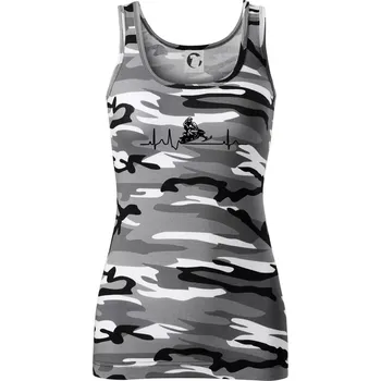 Dámské tričko EKG sněžný skútr - Dámské Maskáčové tílko - XS ( Šedý maskáč )