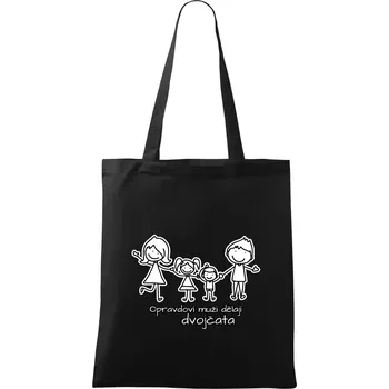 Opravdoví muži dělají dvojčata - holka kluk - Taška bavlněná - 42 x 38 cm ( Černá )