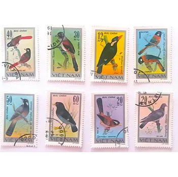 Poštovní známka Sestava známek Vietnam - ptáci - ražené