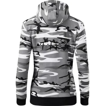 Dámská mikina EKG Vánoce Vločky a sob - Dámská mikina trendy zipper s kapucí - XS ( Šedý maskáč )