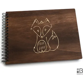Fotoalbum Dřevěné kroužkové fotoalbum - Fox DK Tmavý ořech Bílý papír 20 listů