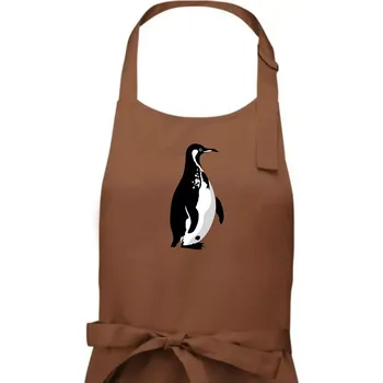 Kuchyňská zástěra Tučňák černobílý z boku - Dámská zástěra na vaření - Univerzální velikost ( Kakaová )