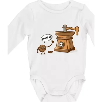 Nemel už - káva - Body kojenecké s dlouhým rukávem - Dlouhý r. do 3 měs ( Bílá )