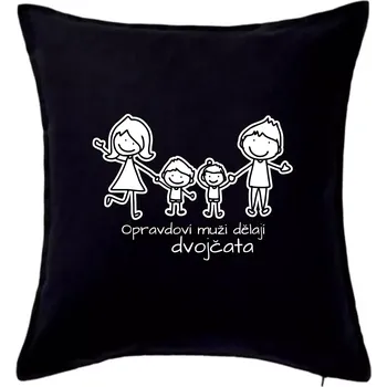 Polštář Opravdoví muži dělají dvojčata - kluk kluk - Polštář 50x50 - 50x50 - Pouze potah ( Černá )