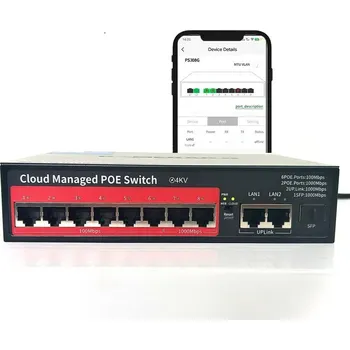 Switch POE Switch PS308G 10portů RJ45 (8*PoE 100Mbps +2*uplink 100/1000Mbps) IEEE 802.3 af/at