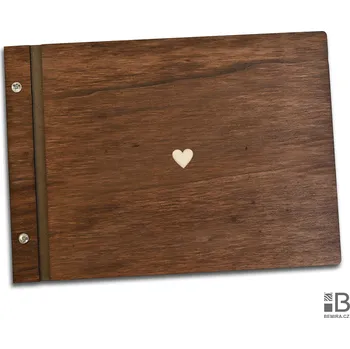 Fotoalbum Dřevěné premium fotoalbum - Srdce DK Tmavý ořech Bílý papír 26 listů