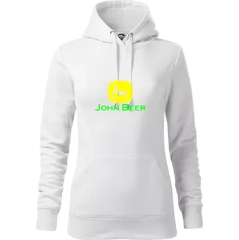 Dámská mikina John Beer traktor - Mikina dámská Cape s kapucí - M ( Bílá )