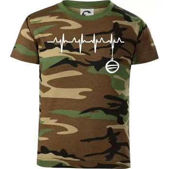 Chlapecké tričko EKG Vánoční ozdoba - Dětské maskáčové triko - 134 cm/8 let ( Hnědý maskáč )