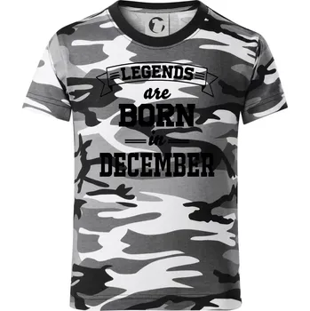 Chlapecké tričko Legends are born in December - Dětské maskáčové triko - 104-110cm / 3-4 roky ( Šedý maskáč )