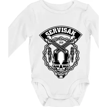 Kojenecký body Lebka servisák - Body kojenecké s dlouhým rukávem - Dlouhý r. do 3 měs ( Bílá )
