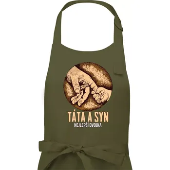 Kuchyňská zástěra Táta a syn nejlepší dvojka - Pánská zástěra na vaření - Univerzální velikost ( Khaki )