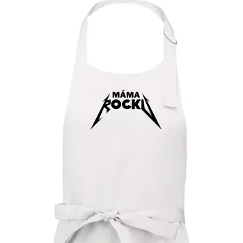 Kuchyňská zástěra Máma rocku metal - Dámská zástěra na vaření - Univerzální velikost ( Bílá )