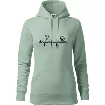 Dámská mikina EKG Vánoce Vločky a sob - Mikina dámská Cape s kapucí - S ( Sage )