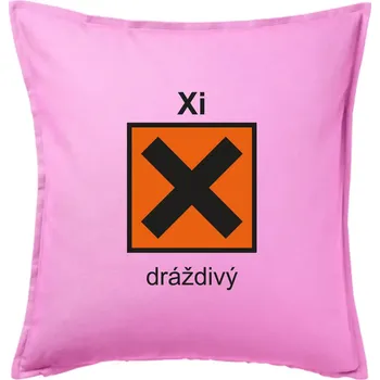 Polštář Xi Dráždivý - Výstražná tabulka na tričku - Polštář 50x50 - 50x50 - Pouze potah ( Růžová )
