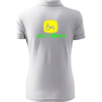 Dámská košile John Beer traktor - Polokošile dámská Pique Polo - S ( Bílá )