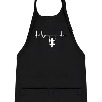 Kuchyňská zástěra EKG houpačka - Dětská zástěra na vaření - Univerzální velikost ( Černá )