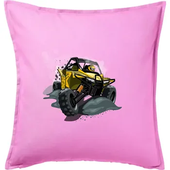 Polštář ATV bugina žlutá - Polštář 50x50 - 50x50 - Pouze potah ( Růžová )