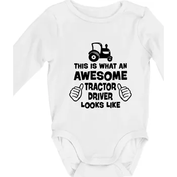 Kojenecký body Užasný řidič je zde! - Body kojenecké s dlouhým rukávem - Dlouhý r. do 3 měs ( Bílá )