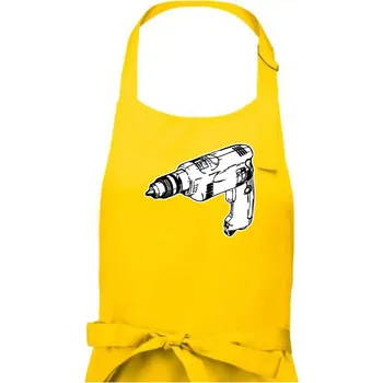 Kuchyňská zástěra Vrtačka kreslená - Dámská zástěra na vaření - Univerzální velikost ( Žlutá )