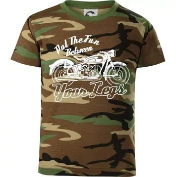 Put The Fun Between Your Legs Moto - Dětské maskáčové triko - 122 cm/6 let ( Hnědý maskáč )