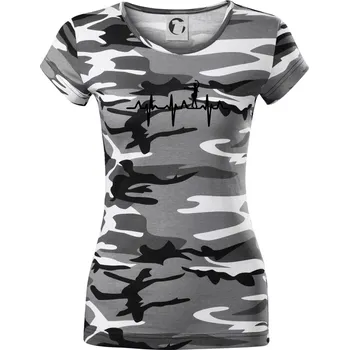 Dámské tričko EKG tanečnice salsy - Dámské maskáčové triko - XL ( Šedý maskáč )