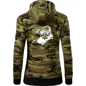 Dámská mikina Zapšklý farmář - Dámská mikina trendy zipper s kapucí - S ( Zelený maskáč )