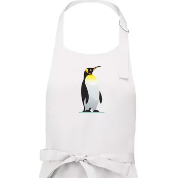 Kuchyňská zástěra Tučňák se žlutou nákrčenkou - Pánská zástěra na vaření - Univerzální velikost ( Bílá )