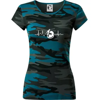 EKG svářeč - Dámské maskáčové triko - S ( Petrolejová maskáč )