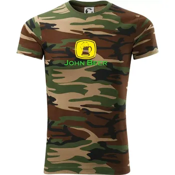 Pánské tričko John Beer - Pivo - Army CAMOUFLAGE - L ( Hnědý maskáč )