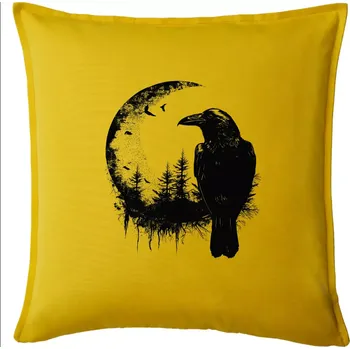 Polštář Vrána a měsíc - Polštář 50x50 - 50x50 - Pouze potah ( Žlutá )