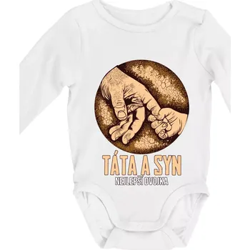 Táta a syn nejlepší dvojka - Body kojenecké s dlouhým rukávem - Dlouhý r. do 3 měs ( Bílá )