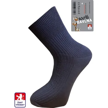 Dámské ponožky Cenová akce Ponožky 100% bavlna ŽEBRO, snížený 3/4 lem C535 39-41 Denim modrá
