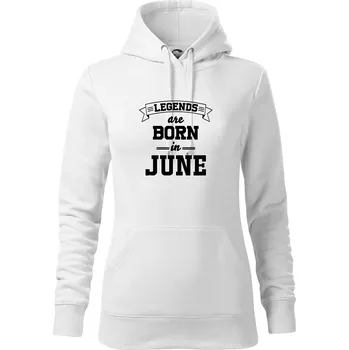 Dámská mikina Legends are born in June - Mikina dámská Cape s kapucí - M ( Bílá )