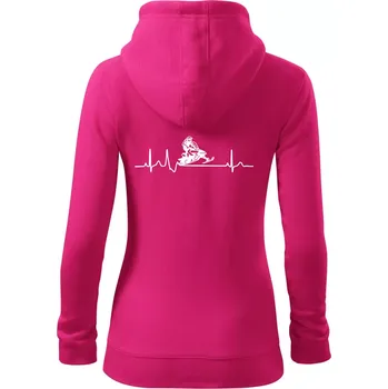 Dámská mikina EKG sněžný skútr - Dámská mikina trendy zipper s kapucí - 2XL ( Purpurová )