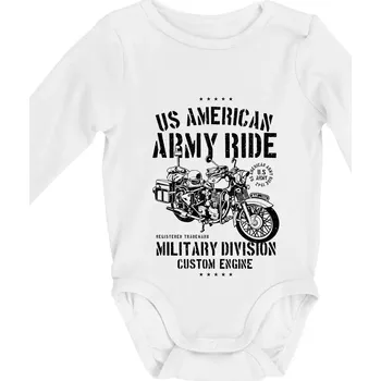 Army Ride Motorcycle - Body kojenecké s dlouhým rukávem - Dlouhý r. do 3 měs ( Bílá )